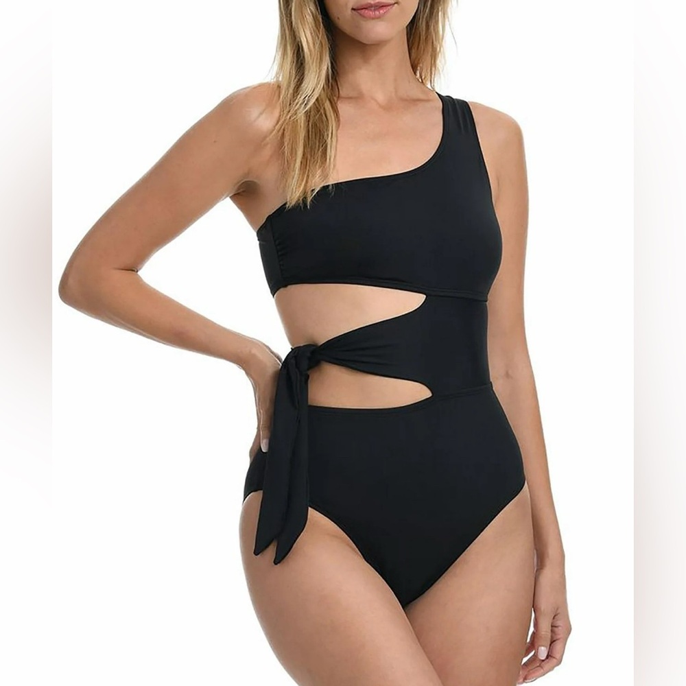 La Blanca Womens Mio One Shoulder Cutout One Piece Swimsuit Size 8 New